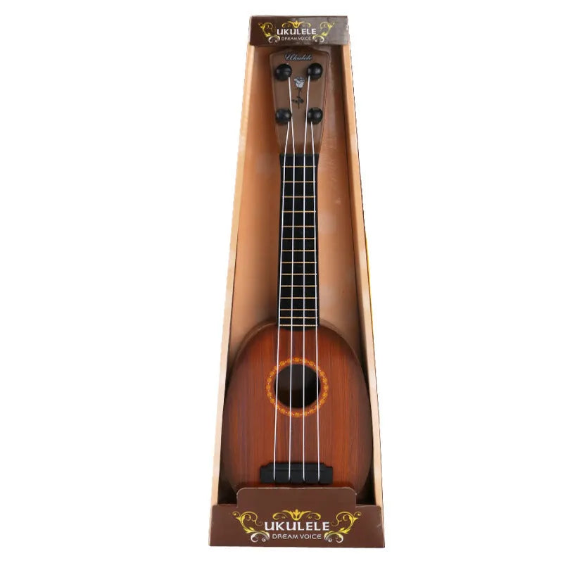 Retro guitar toy simulation ukulele for children's musical training with safety plastic construction