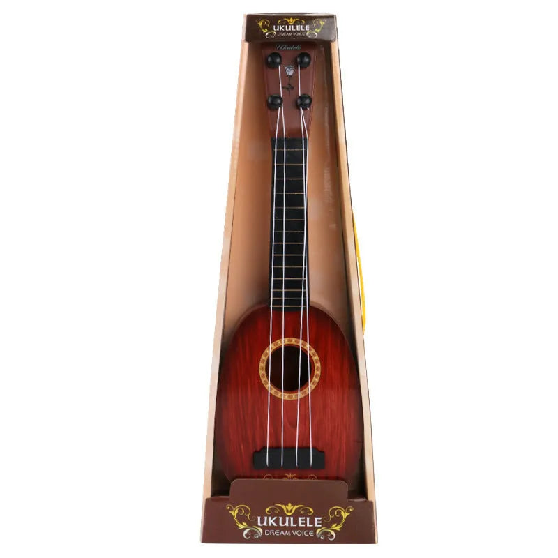 Retro guitar toy simulation ukulele for children's musical training with safety plastic construction