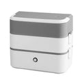 Double-layer portable heated lunch box in pink white, off-white or white green colour with stainless steel liner