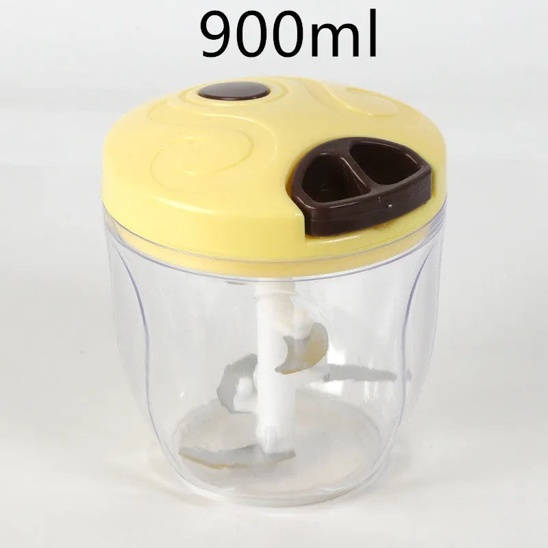 Green manual food chopper with stainless steel blades and 500ml ABS container