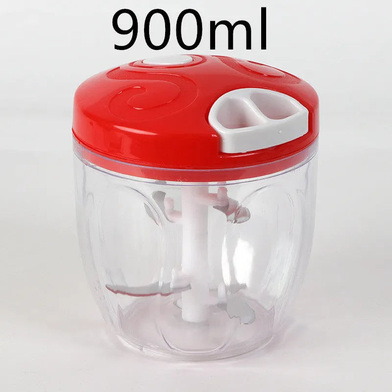 Green manual food chopper with stainless steel blades and 500ml ABS container