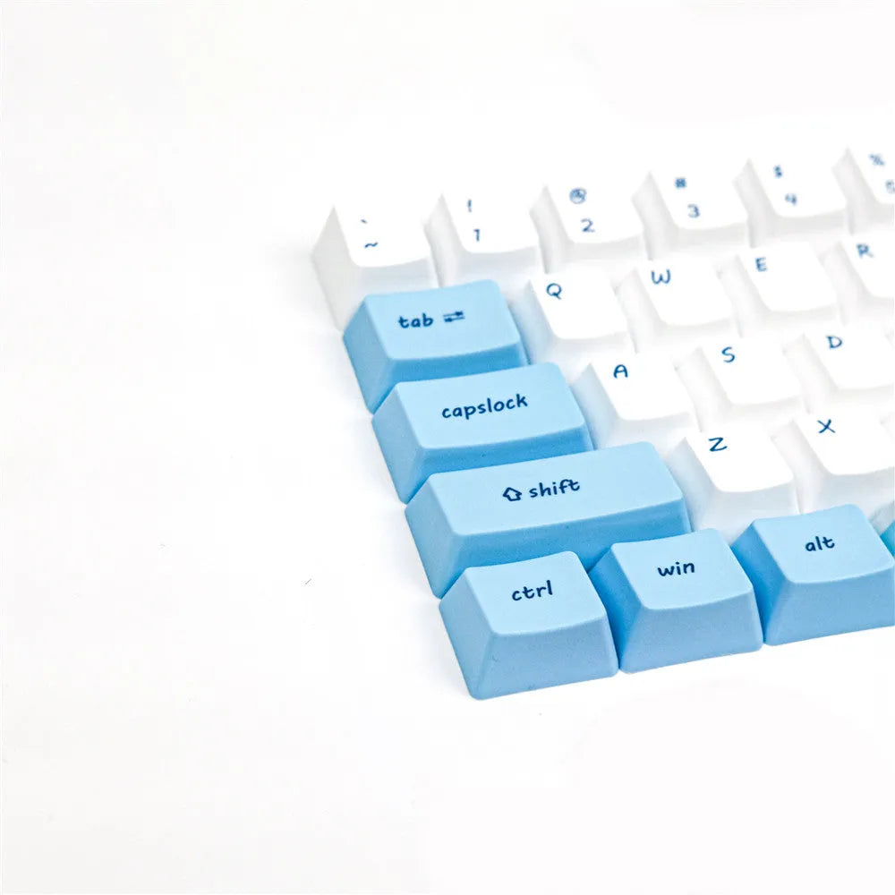 Pink cartoon animation keycaps with cherry blossom design for GK61 mechanical keyboard