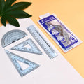 Plastic fraction teaching aids set with plate, circle, magnetic blocks, and transparent rulers on a 23.3 cm base.