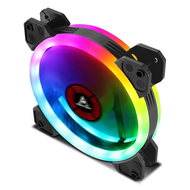 Camouflage pattern 12cm PC chassis fan with RGB coloured lights and integrated speaker