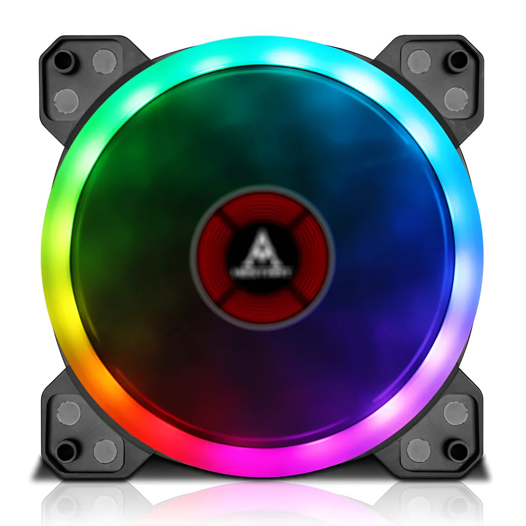 Camouflage pattern 12cm PC chassis fan with RGB coloured lights and integrated speaker
