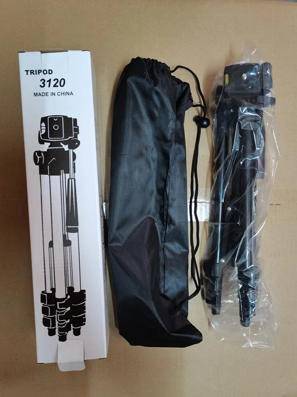 Black aluminium alloy portable tripod with 3D head and quick-release plate, extended to medium height.