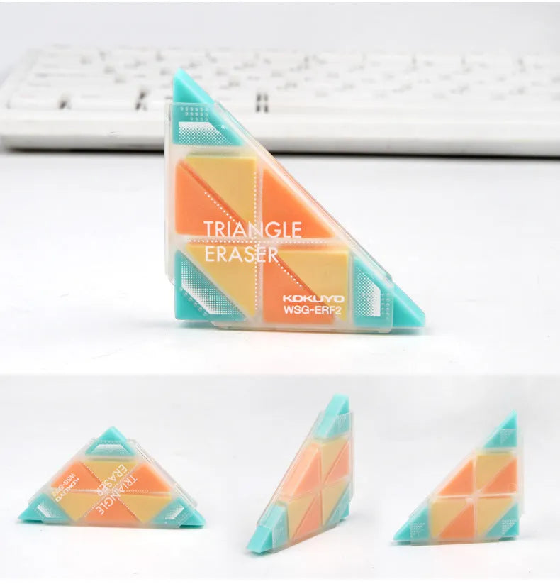 Country Reputation PVC triangle eraser in blue, red and yellow colours for multi-angle detailed erasing
