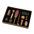 Creative dipped feather pen and lacquer stamp set in gift box with five stainless steel nibs and ink