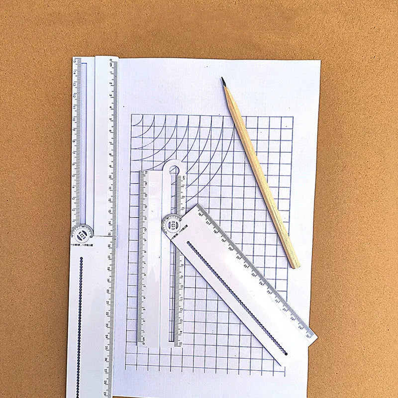 30cm white plastic multi-function angle ruler for geometry and technical drawing