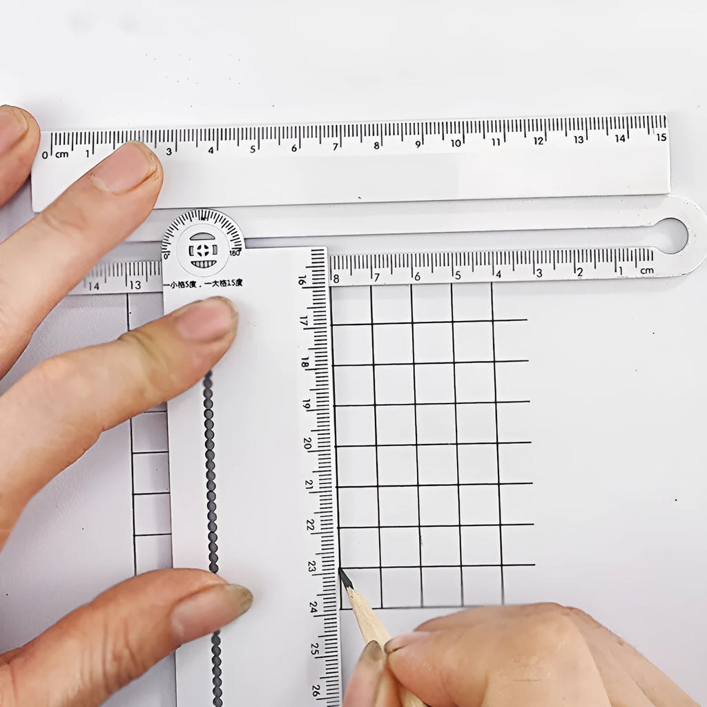 30cm white plastic multi-function angle ruler for geometry and technical drawing