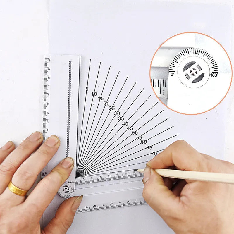 30cm white plastic multi-function angle ruler for geometry and technical drawing