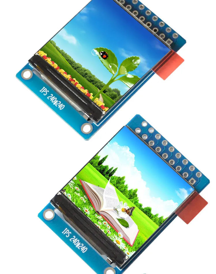 1.3 inch square IPS LCD display module with 240x240 resolution on a green PCB.