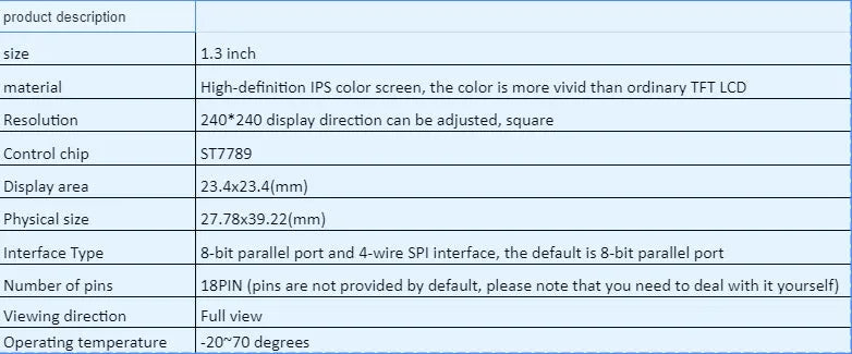 1.3 inch square IPS LCD display module with 240x240 resolution on a green PCB.
