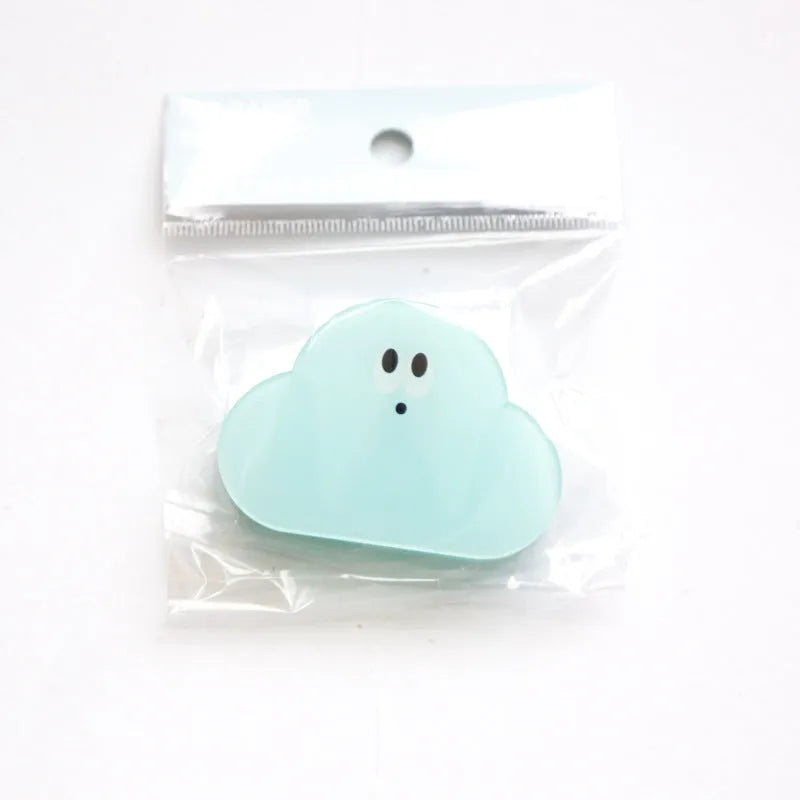 Acrylic cartoon collage decorative clip in beige, blue, orange, and pink colour options