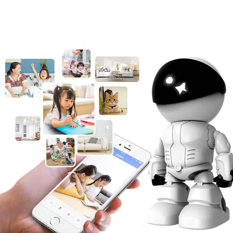 Silver plastic remote HD night vision robot surveillance camera with wide-angle lens