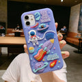 Purple silicone iPhone case with cartoon astronaut design for iPhone 11, XR and XS Max models