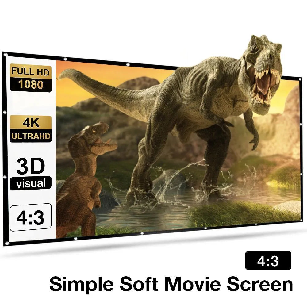 150-inch white foldable projection screen shown unfolded for presentations