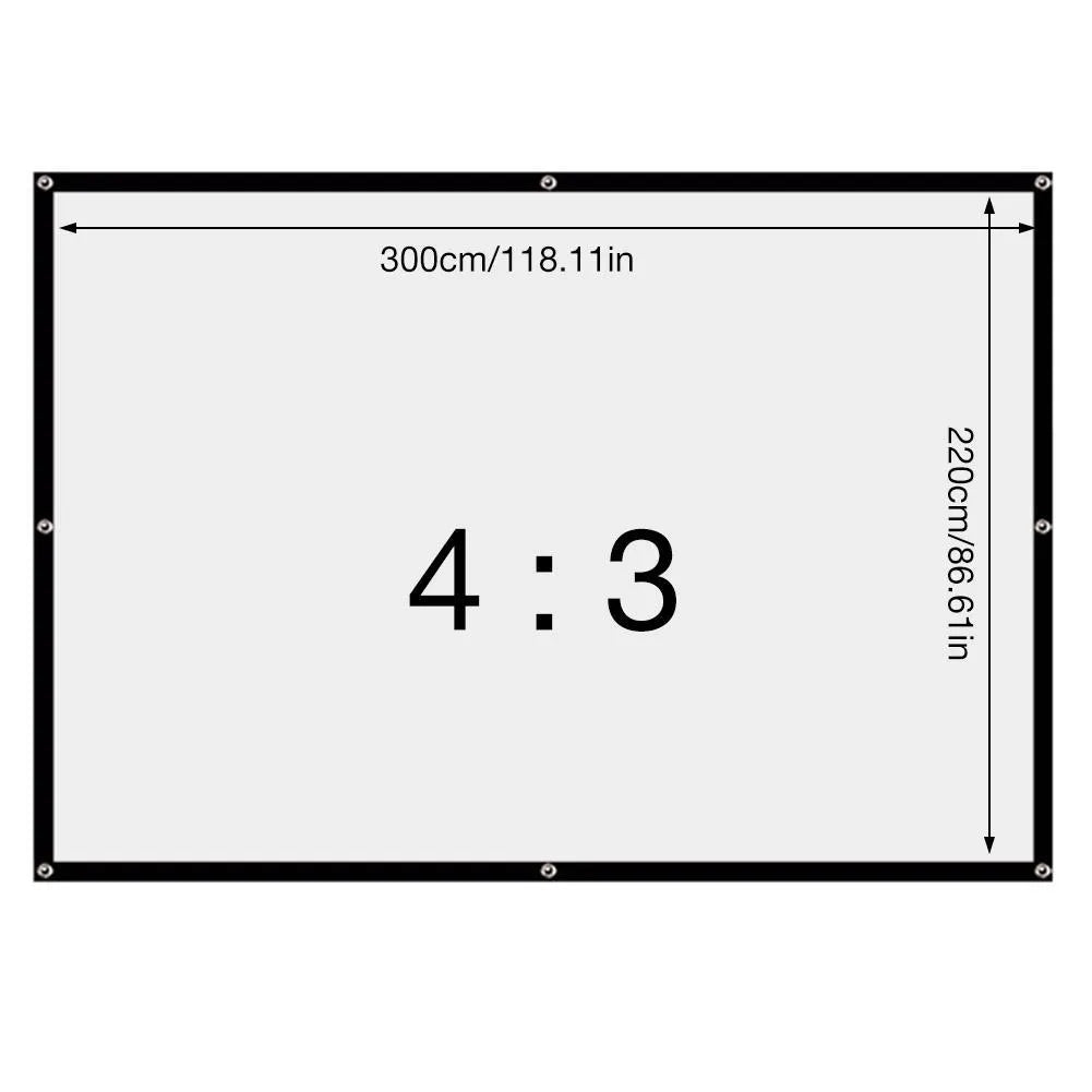 150-inch white foldable projection screen shown unfolded for presentations