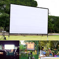 150-inch white foldable projection screen shown unfolded for presentations