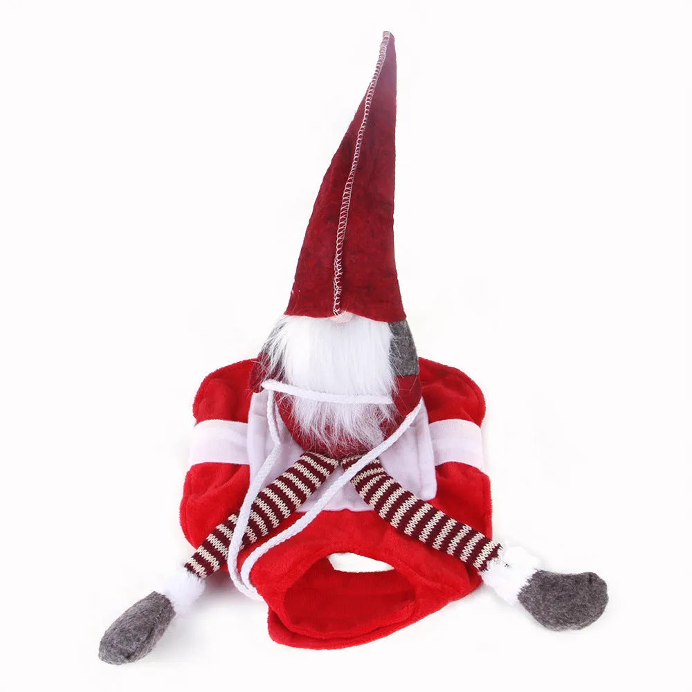 Red Santa horse riding costume for pets with Velcro fastening on flannel material
