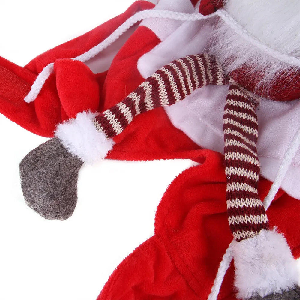 Red Santa horse riding costume for pets with Velcro fastening on flannel material