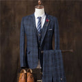 Men's 3-piece suit set with single button placket in acetate fabric, available in four colours