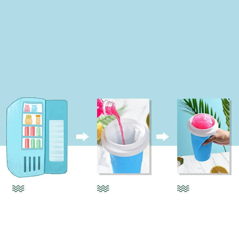 Mint green smoothie cup with lid and straw spoon for making instant slush drinks