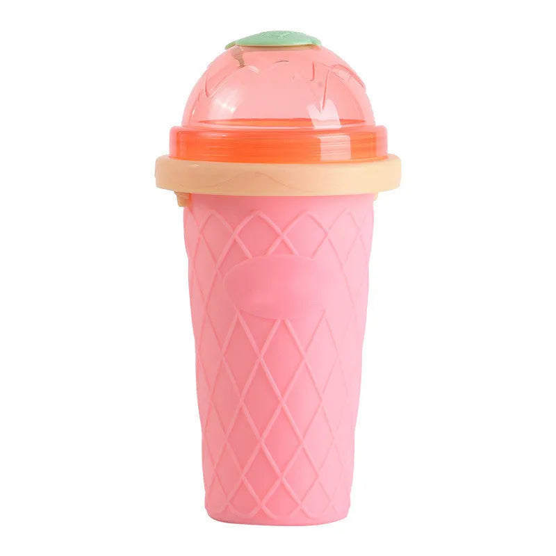 Mint green smoothie cup with lid and straw spoon for making instant slush drinks