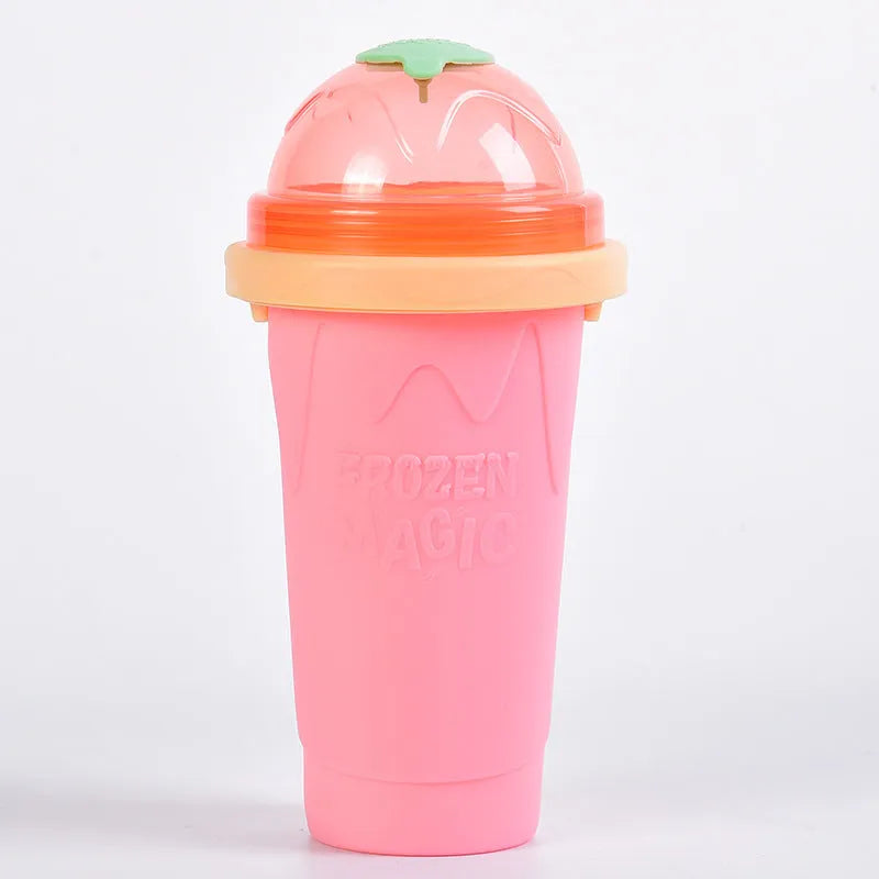 Mint green smoothie cup with lid and straw spoon for making instant slush drinks