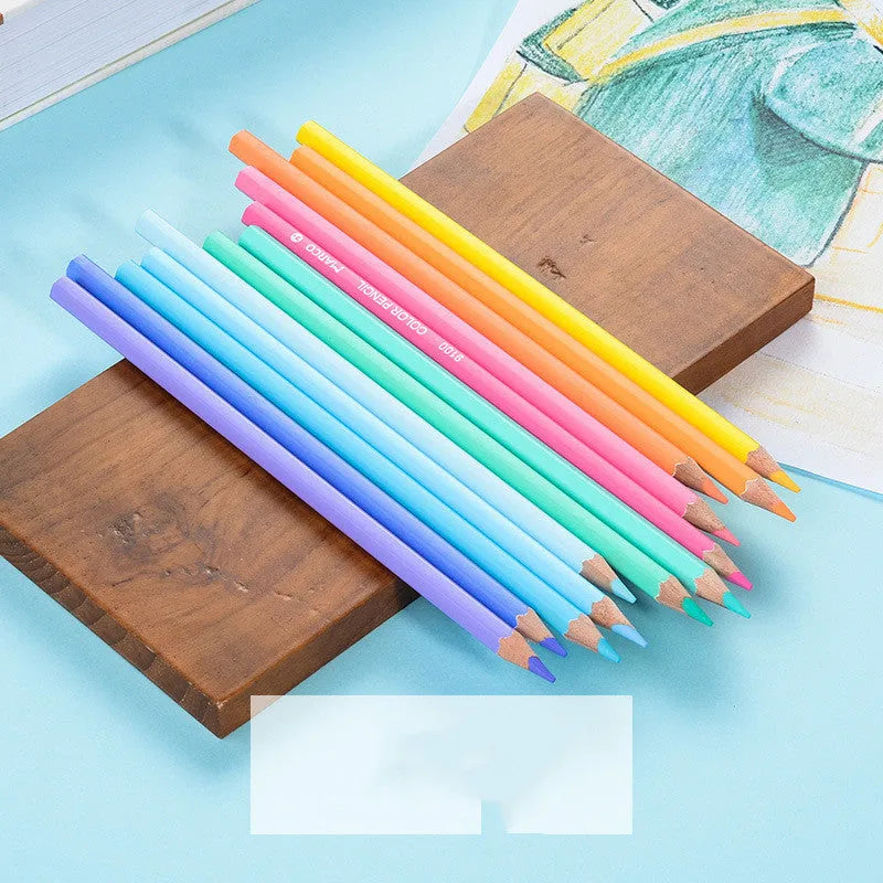 Macaron Series coloured pencils in 12 colours with plastic shell, Marco 9100, 2B lead grade