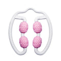 Purple and pink silicone annular leg massage roller for fitness and muscle recovery