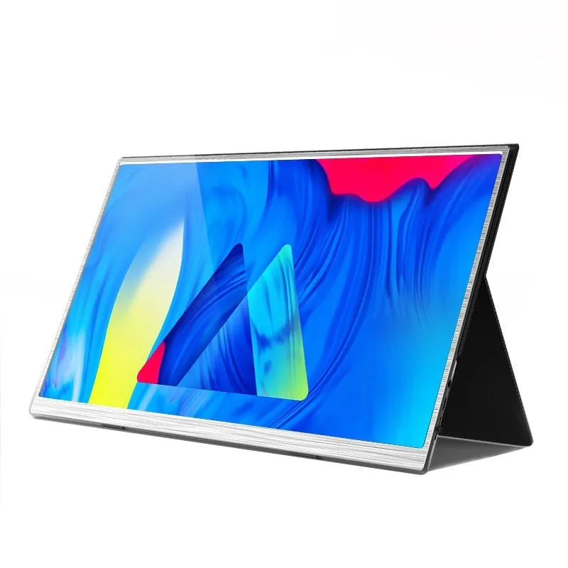 15-inch portable computer monitor with aluminium frame showing split screen display capability