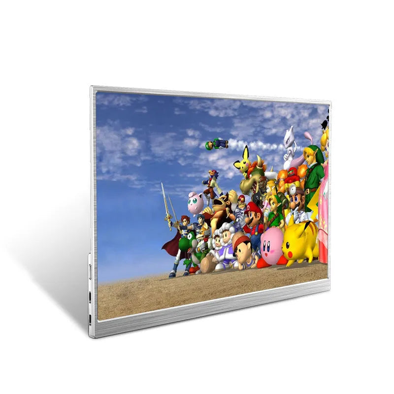 15-inch portable computer monitor with aluminium frame showing split screen display capability