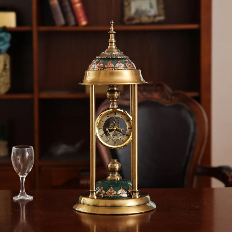 Rectangular Nordic pendulum wall clock with metal and glass construction measuring 46cm wide