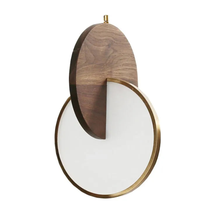 Carved walnut wood wall-mounted LED chandelier with warm white lighting for bedroom or study