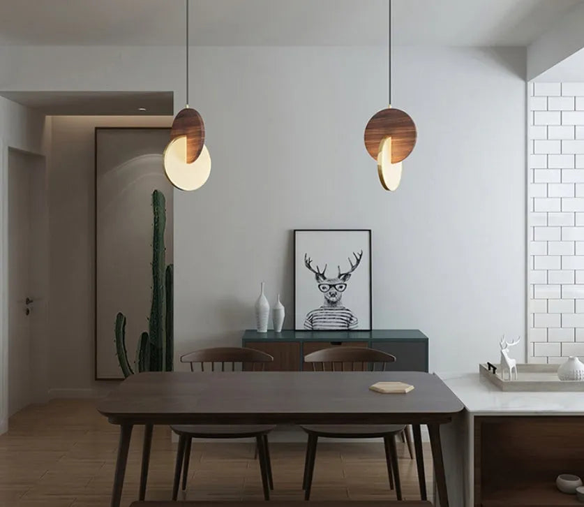Carved walnut wood wall-mounted LED chandelier with warm white lighting for bedroom or study
