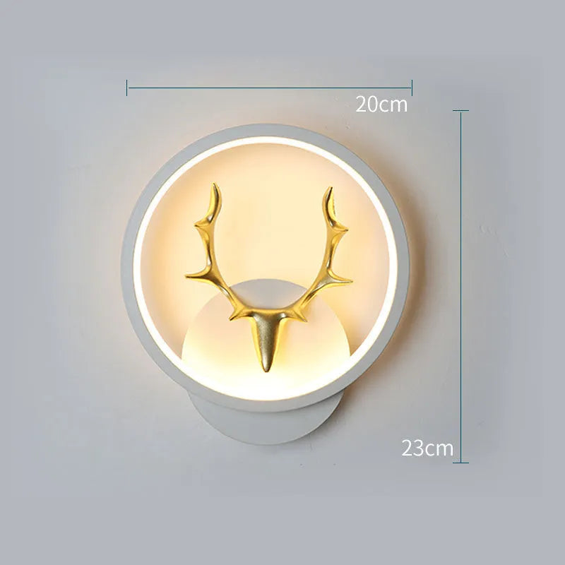 Deer antler shaped wall lamp with remote control showing three colour temperature options