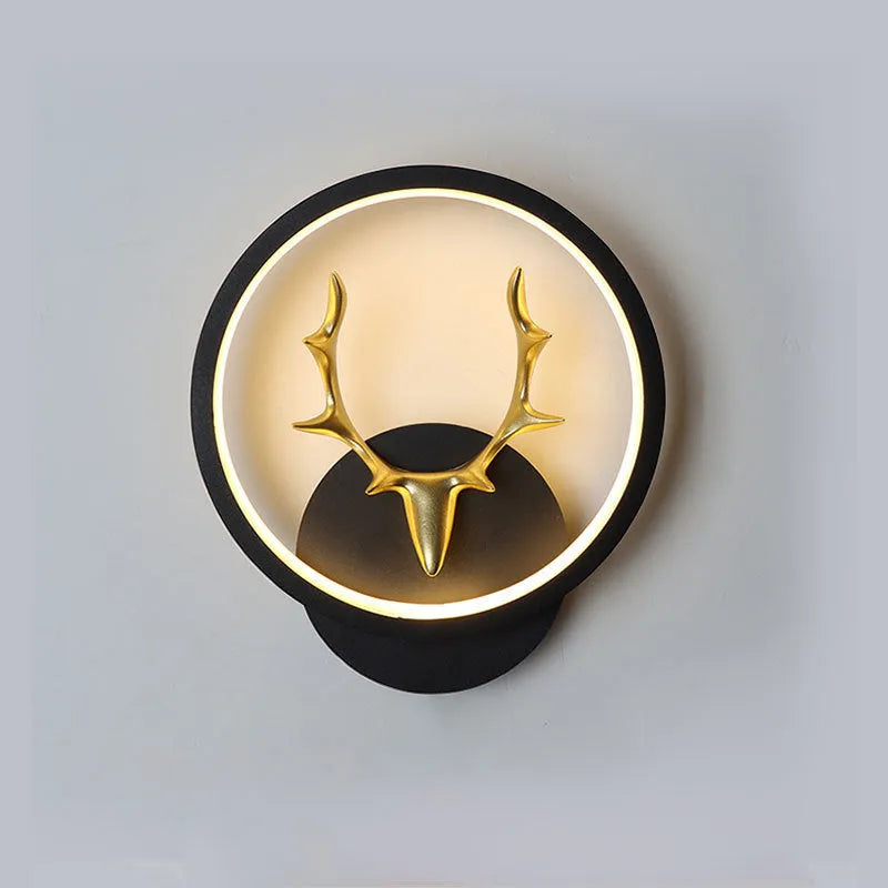Deer antler shaped wall lamp with remote control showing three colour temperature options