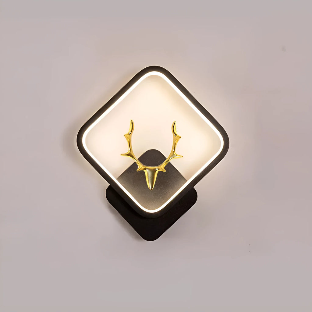Deer antler shaped wall lamp with remote control showing three colour temperature options