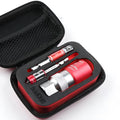 Red electric screw wrench socket set with 7-19mm and 9-21mm universal sleeves