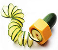 Yellow and green spiral vegetable cutter kitchen tool with food-grade ABS plastic construction