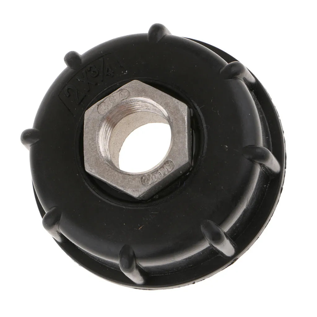 Stainless steel variable diameter connector for 1000 litre chemical barrels with 60cm thread inlet