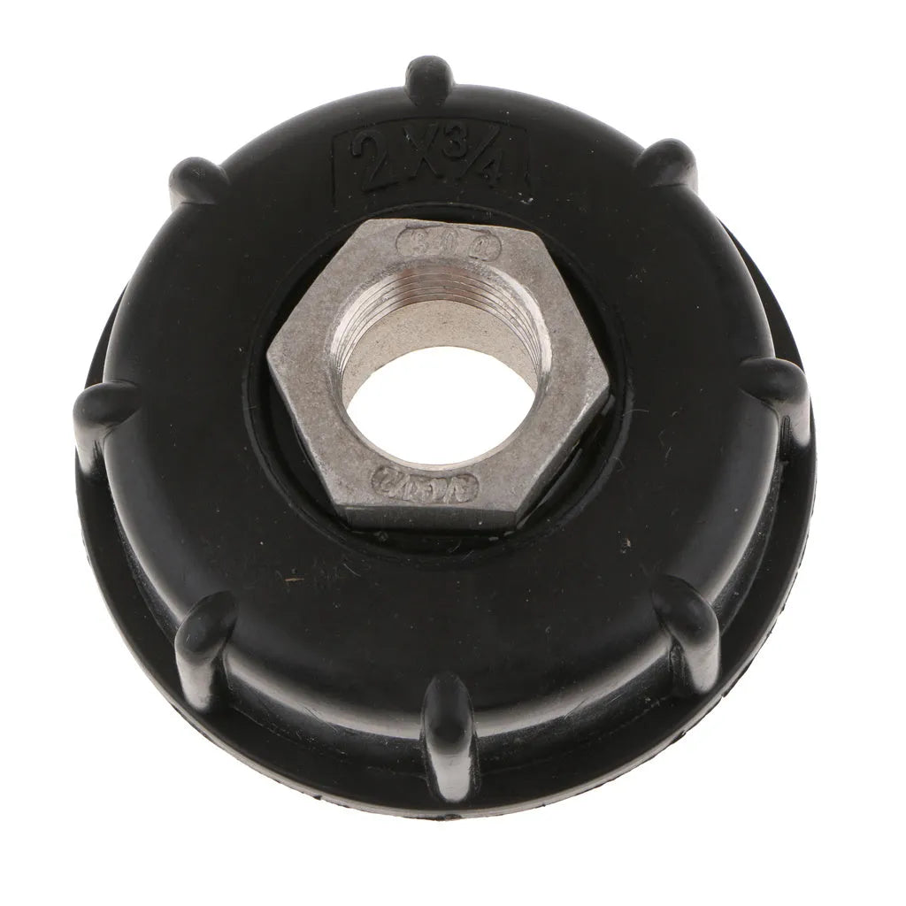 Stainless steel variable diameter connector for 1000 litre chemical barrels with 60cm thread inlet