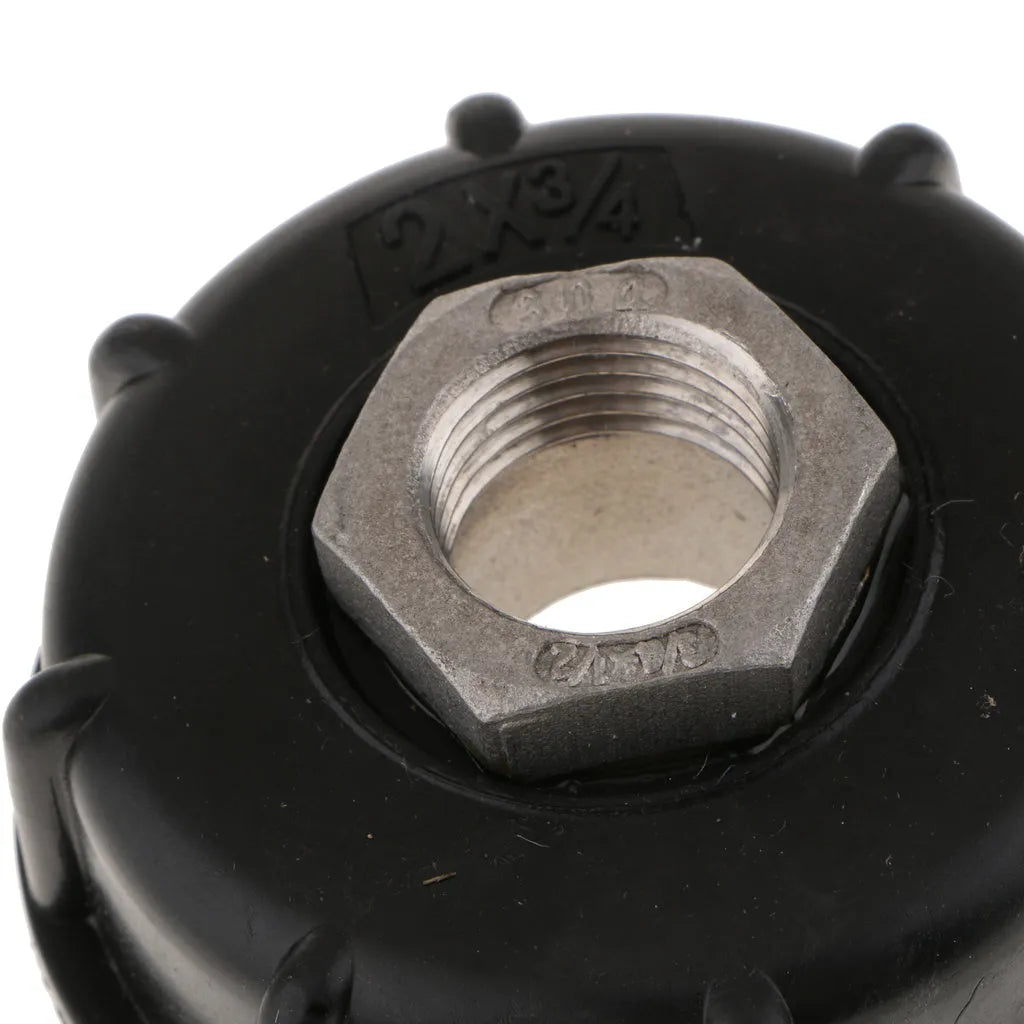 Stainless steel variable diameter connector for 1000 litre chemical barrels with 60cm thread inlet