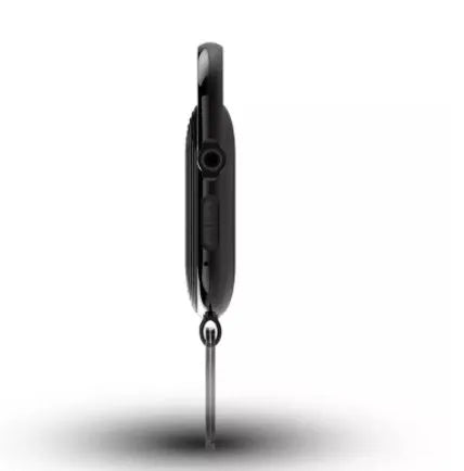 Black zinc alloy voice control digital recorder with USB port for 1200-minute WAV audio recording.