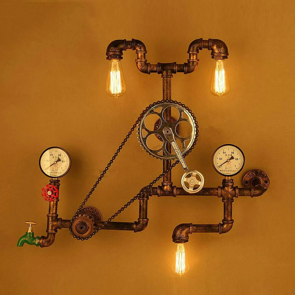 Steampunk-style industrial valve with 3/4 red thread and gray copper finish.