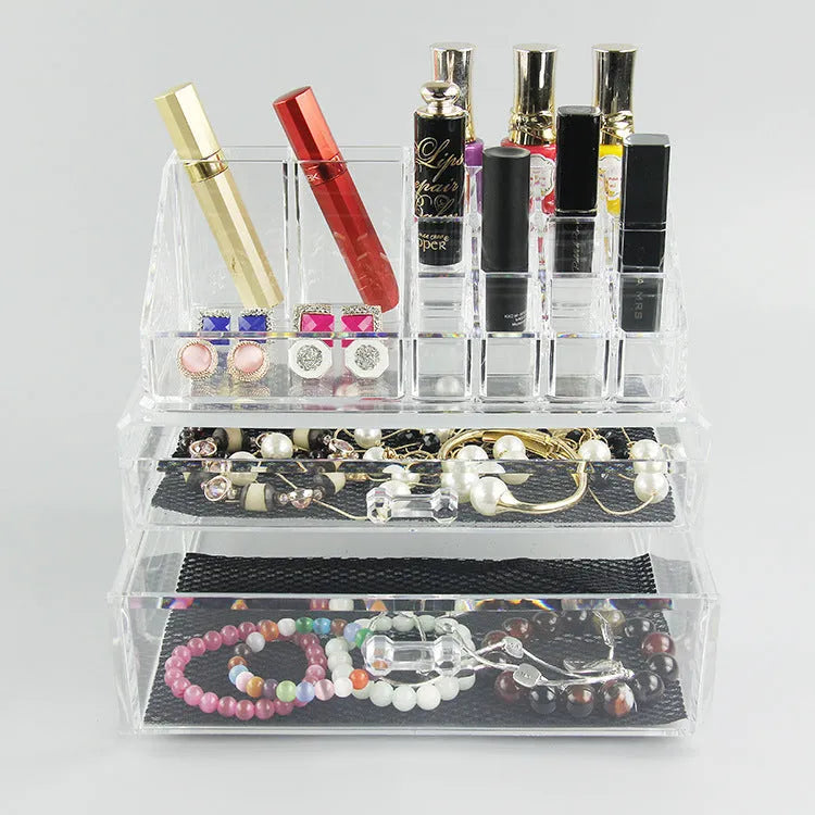 Transparent foldable acrylic storage box for cosmetics organisation with 18 litre capacity