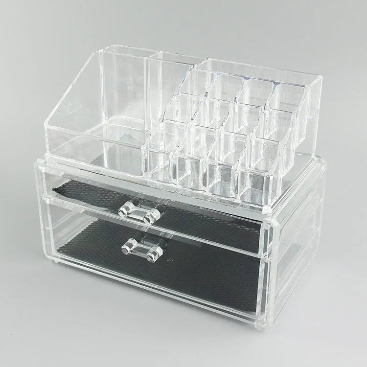 Transparent foldable acrylic storage box for cosmetics organisation with 18 litre capacity
