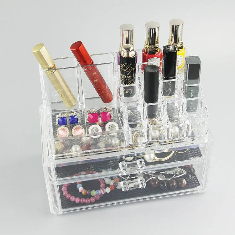 Transparent foldable acrylic storage box for cosmetics organisation with 18 litre capacity