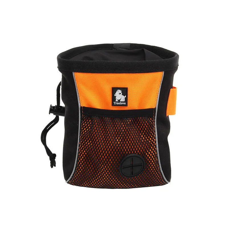 Green waterproof dog training waist bag with removable waste compartment showing oxford cloth and mesh construction